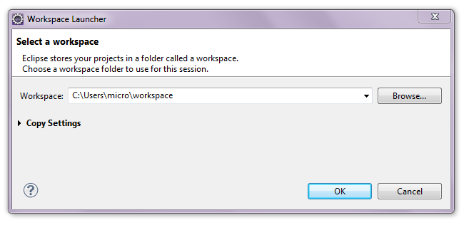 Eclipse choose workspace